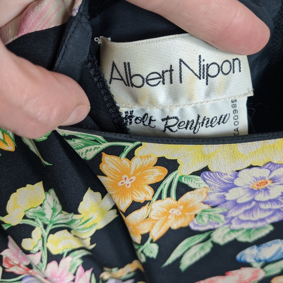 Cottagecore Vintage Albert Nipon silk dress 1980s - Picture 3 of 3
